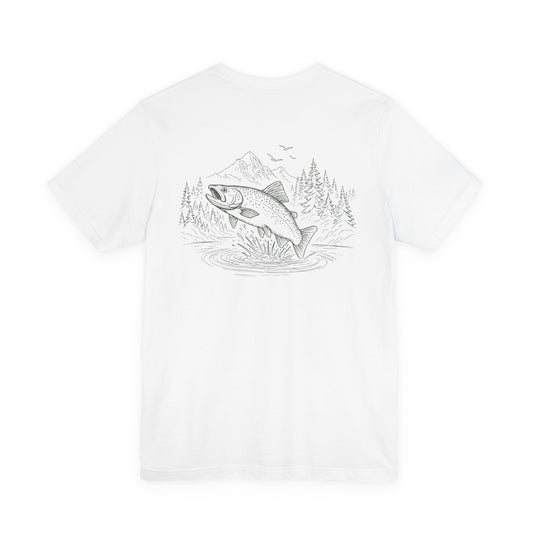 Trout Fishing T-Shirt | Mountain Lake Outdoor Tee Fly Fishing Graphic Shirt for Anglers