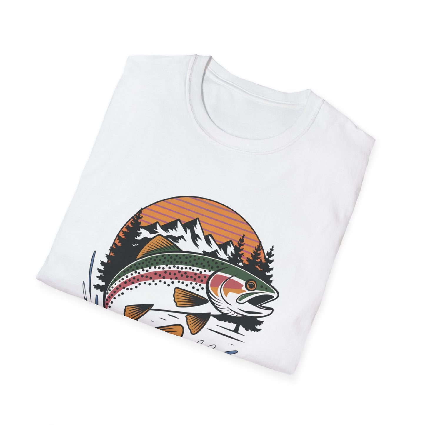 Trout Fishing Shirt for Men | Mountain Sunset Outdoor Graphic Tee