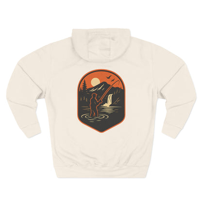 Fly Fishing Hoodie – Sunset River Scene Sweatshirt for Anglers | Outdoor Adventure Apparel