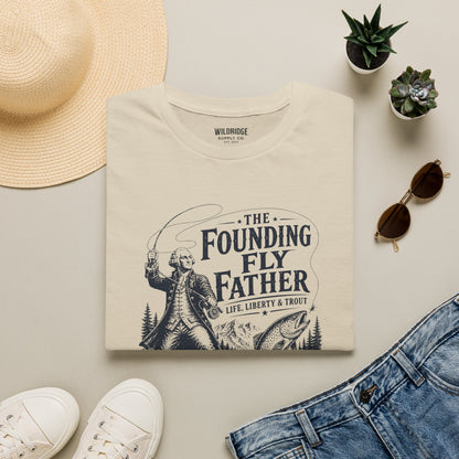Patriotic Fly Fishing Graphic Tee - The Founding Fly Father T-Shirt | Fly Fishing Shirt | Life, Liberty & Trout