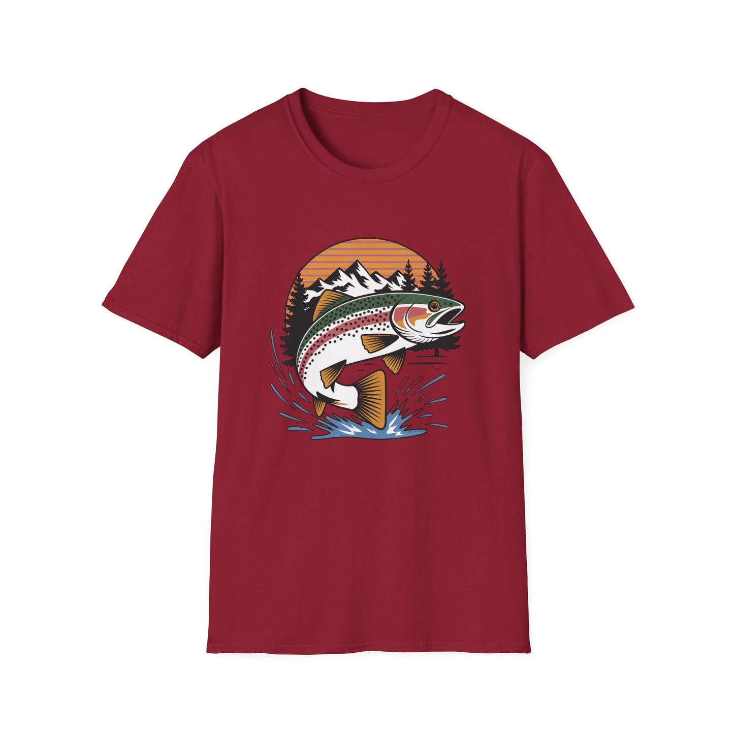 Trout Fishing Shirt for Men | Mountain Sunset Outdoor Graphic Tee