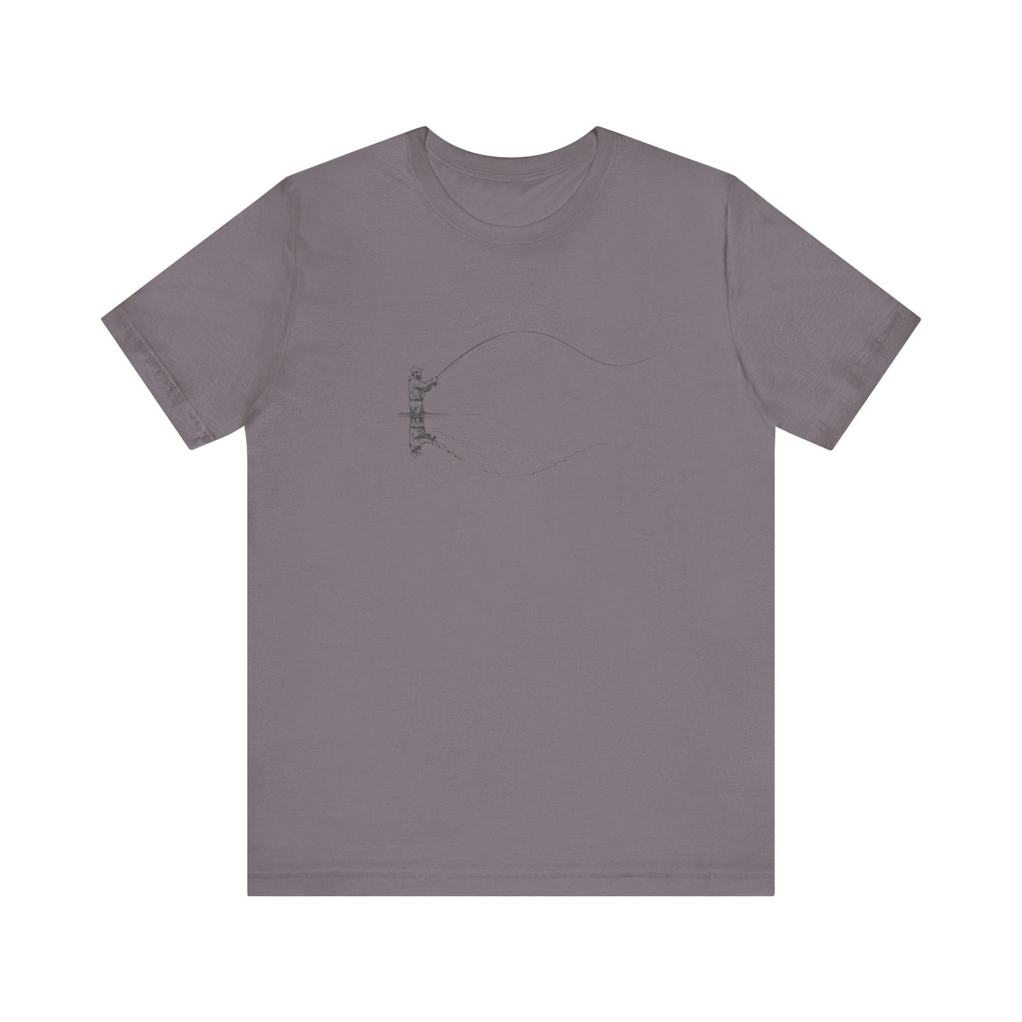 Gray t-shirt with a small design on a white background