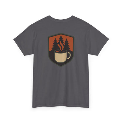 Wildridge Supply Co. “Campfire Coffee” T-Shirt – Retro Mug & Pine Tree Graphic | Outdoor Lifestyle Tee