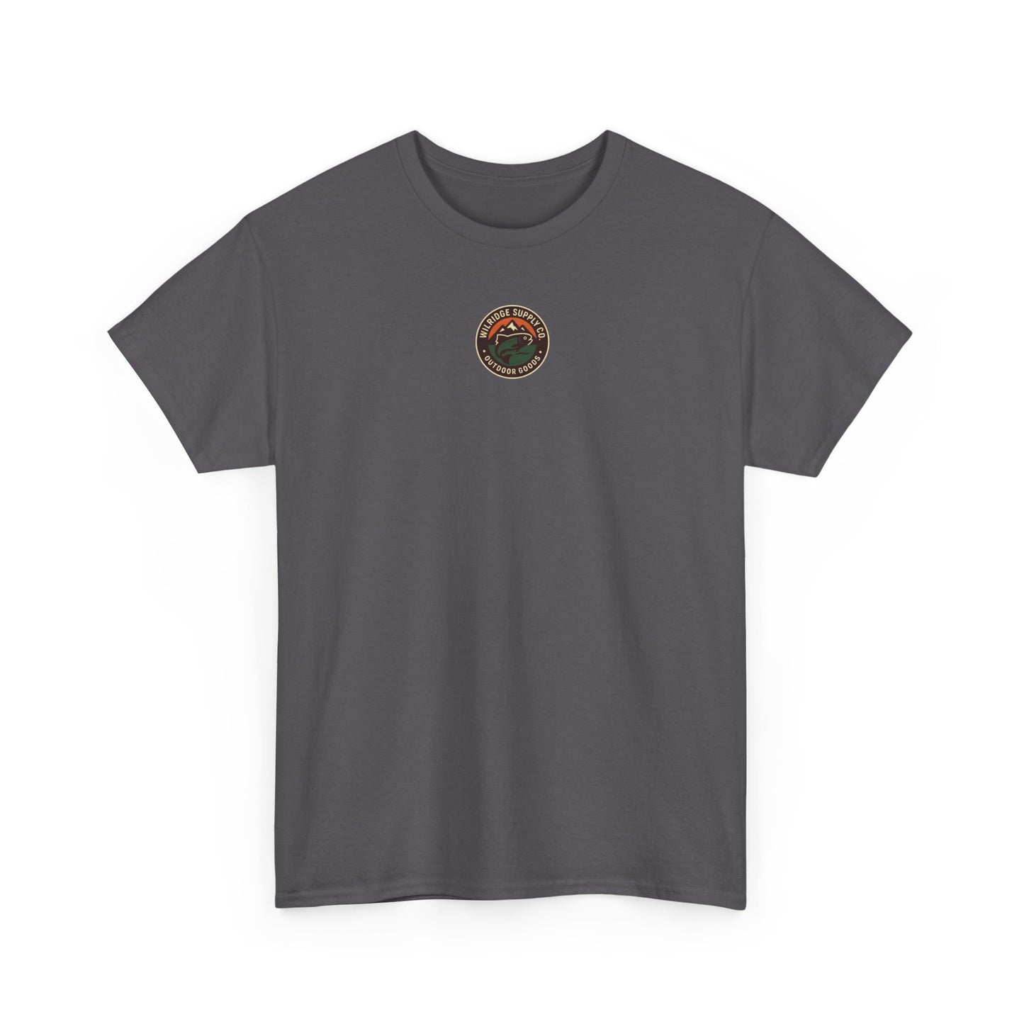 Wildridge Supply Co. “Campfire Coffee” T-Shirt – Retro Mug & Pine Tree Graphic | Outdoor Lifestyle Tee