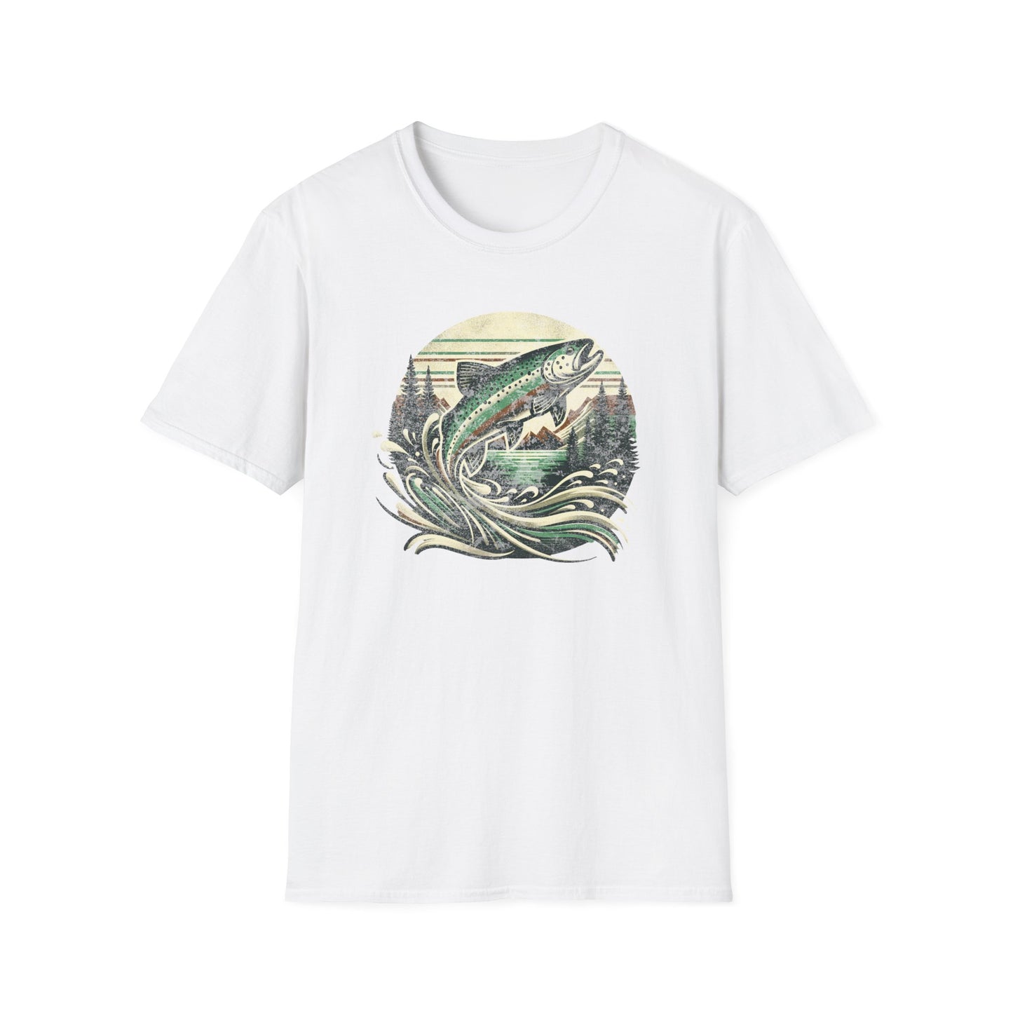 Wildridge Supply Co. “Vintage Leaping Trout” T-Shirt – Retro Fly Fishing Graphic | Outdoor Cabin Lifestyle Tee