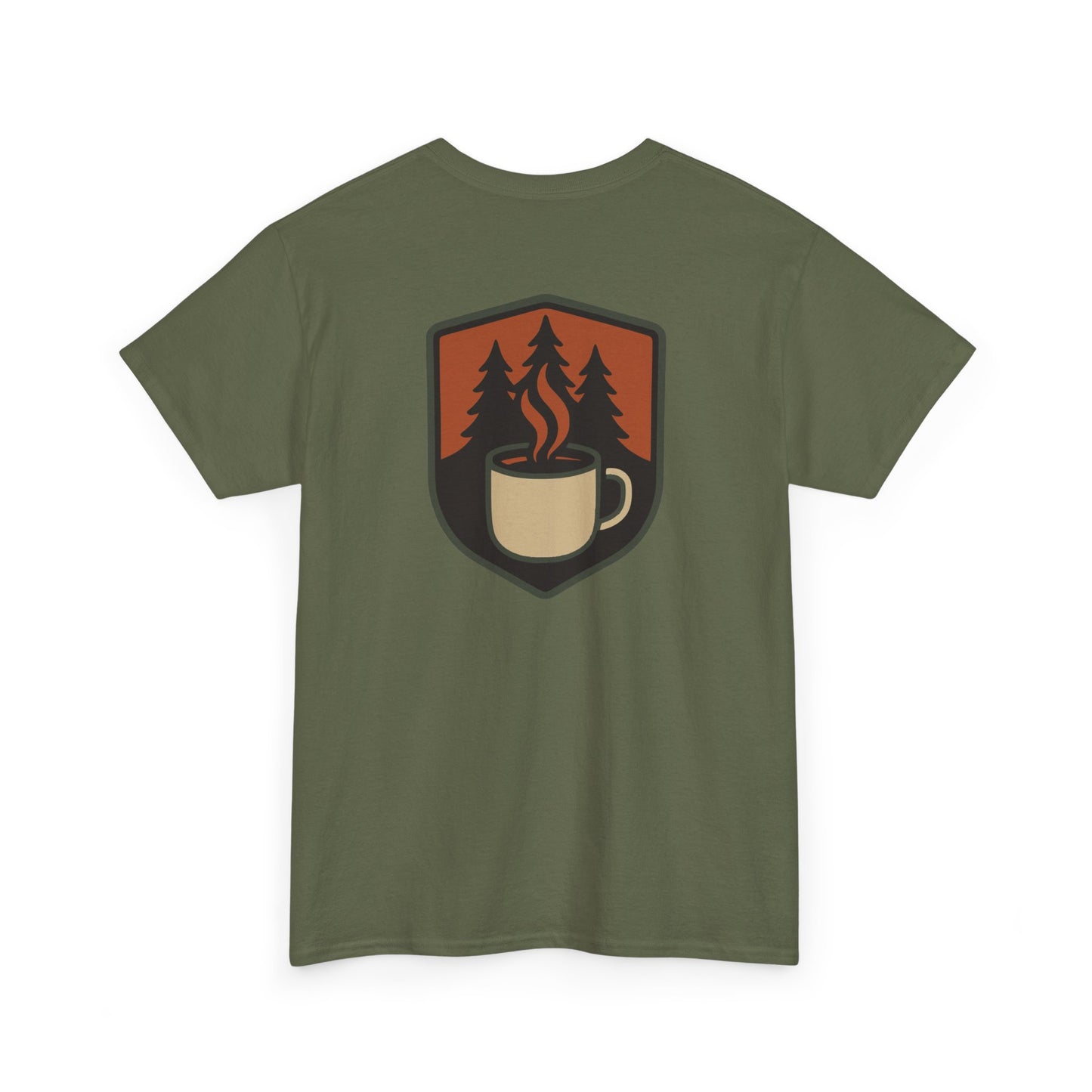 Wildridge Supply Co. “Campfire Coffee” T-Shirt – Retro Mug & Pine Tree Graphic | Outdoor Lifestyle Tee