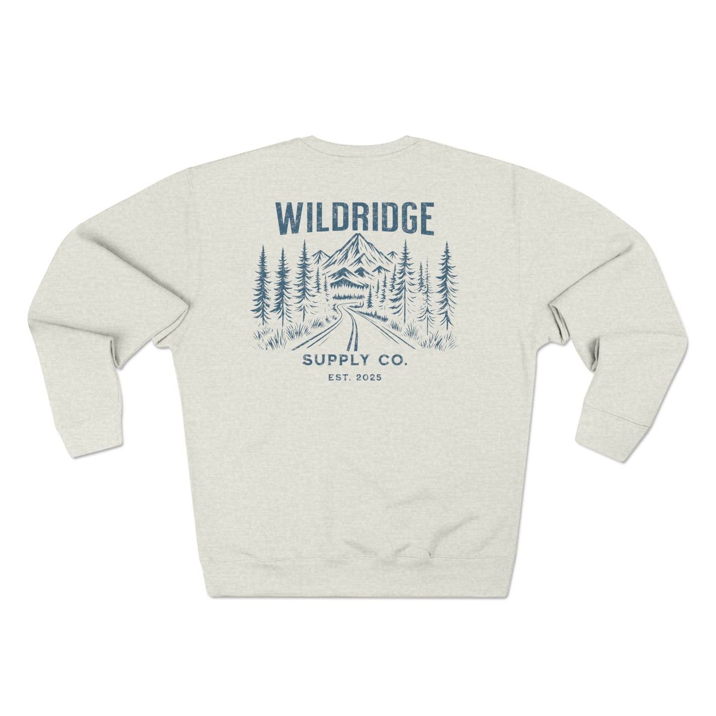 Wildridge Supply Co. Mountain Trail Crewneck – Minimalist Outdoor Graphic Sweatshirt