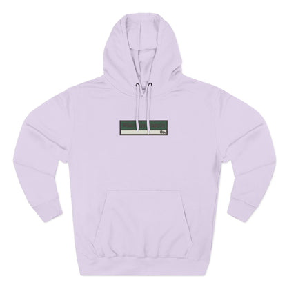 Light purple hoodie with a small logo on a white background