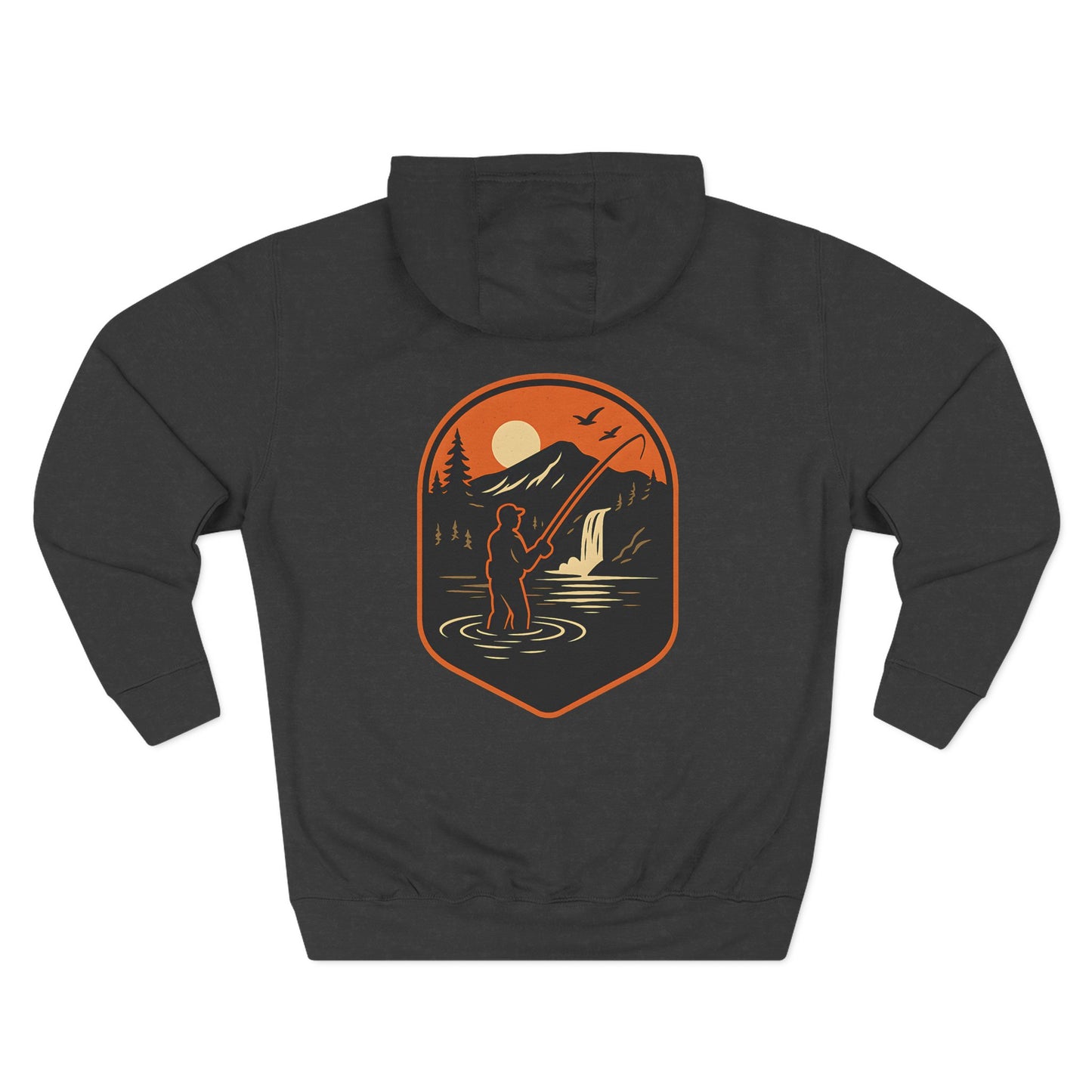 Fly Fishing Hoodie – Sunset River Scene Sweatshirt for Anglers | Outdoor Adventure Apparel
