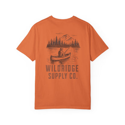 Wildridge Supply Co. Comfort Colors Outdoor Graphic Tee – Canoe & Mountain Fishing Scene