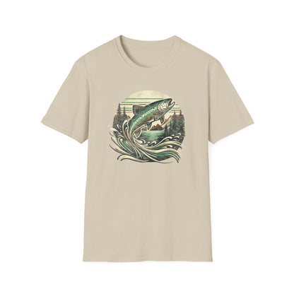 Wildridge Supply Co. “Vintage Leaping Trout” T-Shirt – Retro Fly Fishing Graphic | Outdoor Cabin Lifestyle Tee