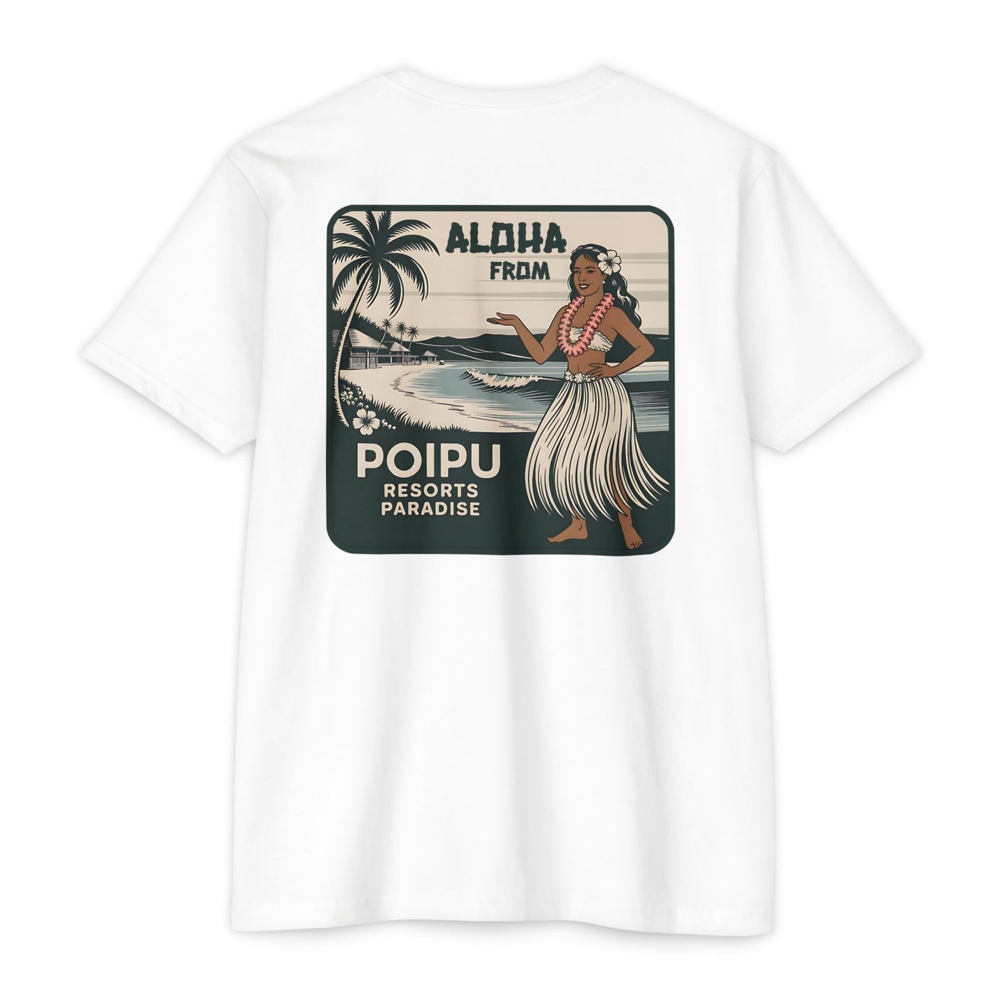 Aloha from Poipu T-Shirt | Vintage Hawaiian Hula Girl Tee | Retro Island Resort Graphic Shirt