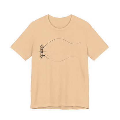 Fly Fisherman & Trout Line Art T-Shirt – Minimal Outdoor Fishing Tee | Wildridge Supply Co.