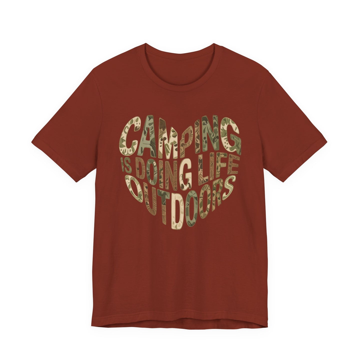 Camping Is Doing Life Outdoors T-Shirt – Camo Print Nature Lover Tee