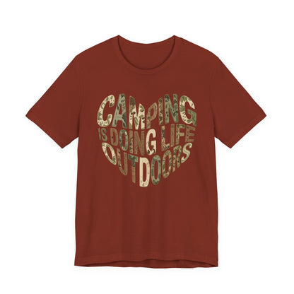 Camping Is Doing Life Outdoors T-Shirt – Camo Print Nature Lover Tee