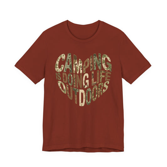 Camping Is Doing Life Outdoors T-Shirt – Camo Print Nature Lover Tee