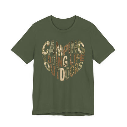 Camping Is Doing Life Outdoors T-Shirt – Camo Print Nature Lover Tee