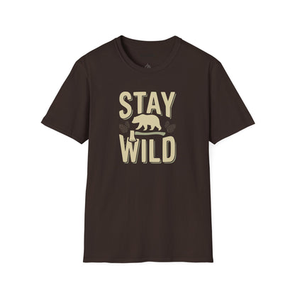 Stay Wild Bear T-Shirt Vintage Nature Graphic Tee for Outdoor Lovers