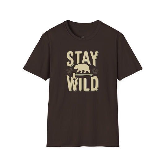 Stay Wild Bear T-Shirt Vintage Nature Graphic Tee for Outdoor Lovers
