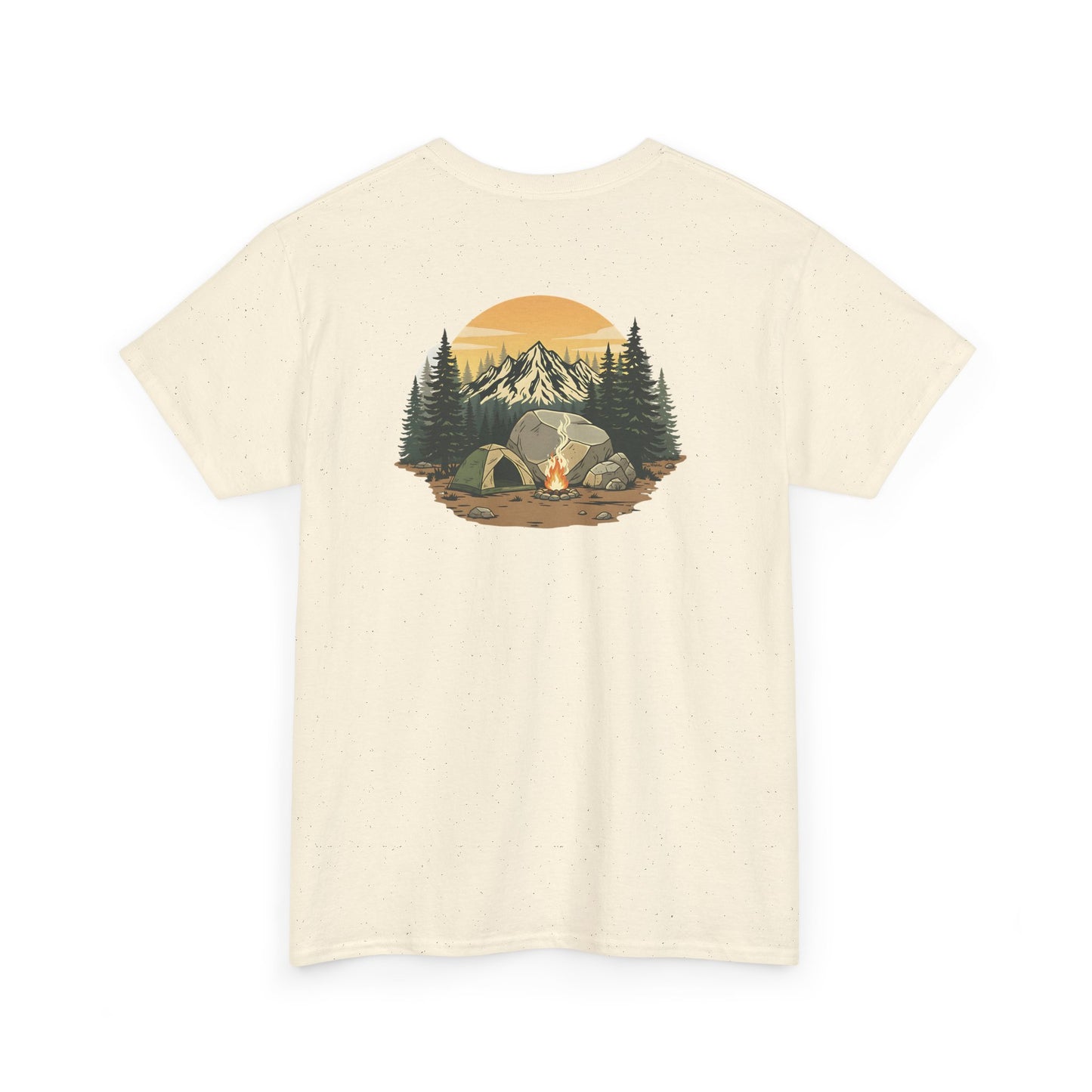 Camping Scene T-Shirt Mountain Tent Sunset Graphic Tee
