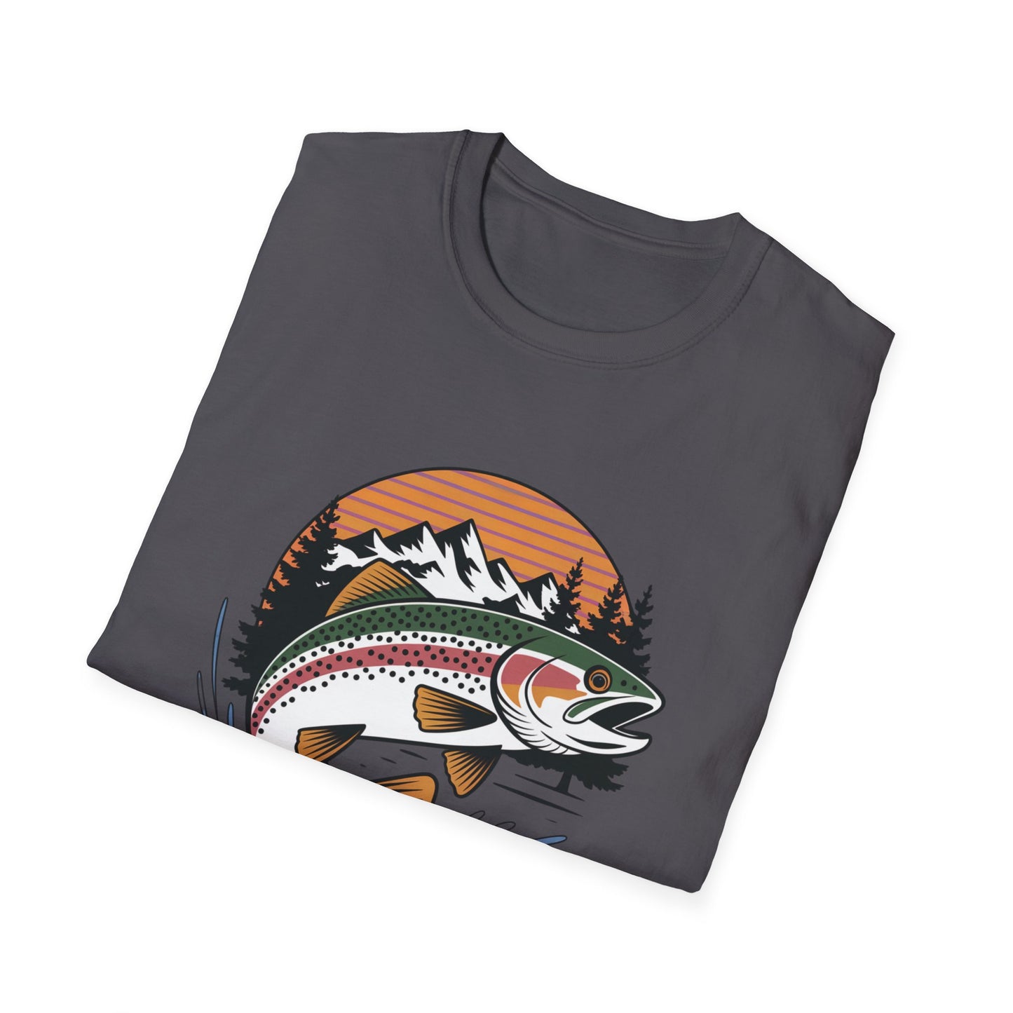 Trout Fishing Shirt for Men | Mountain Sunset Outdoor Graphic Tee