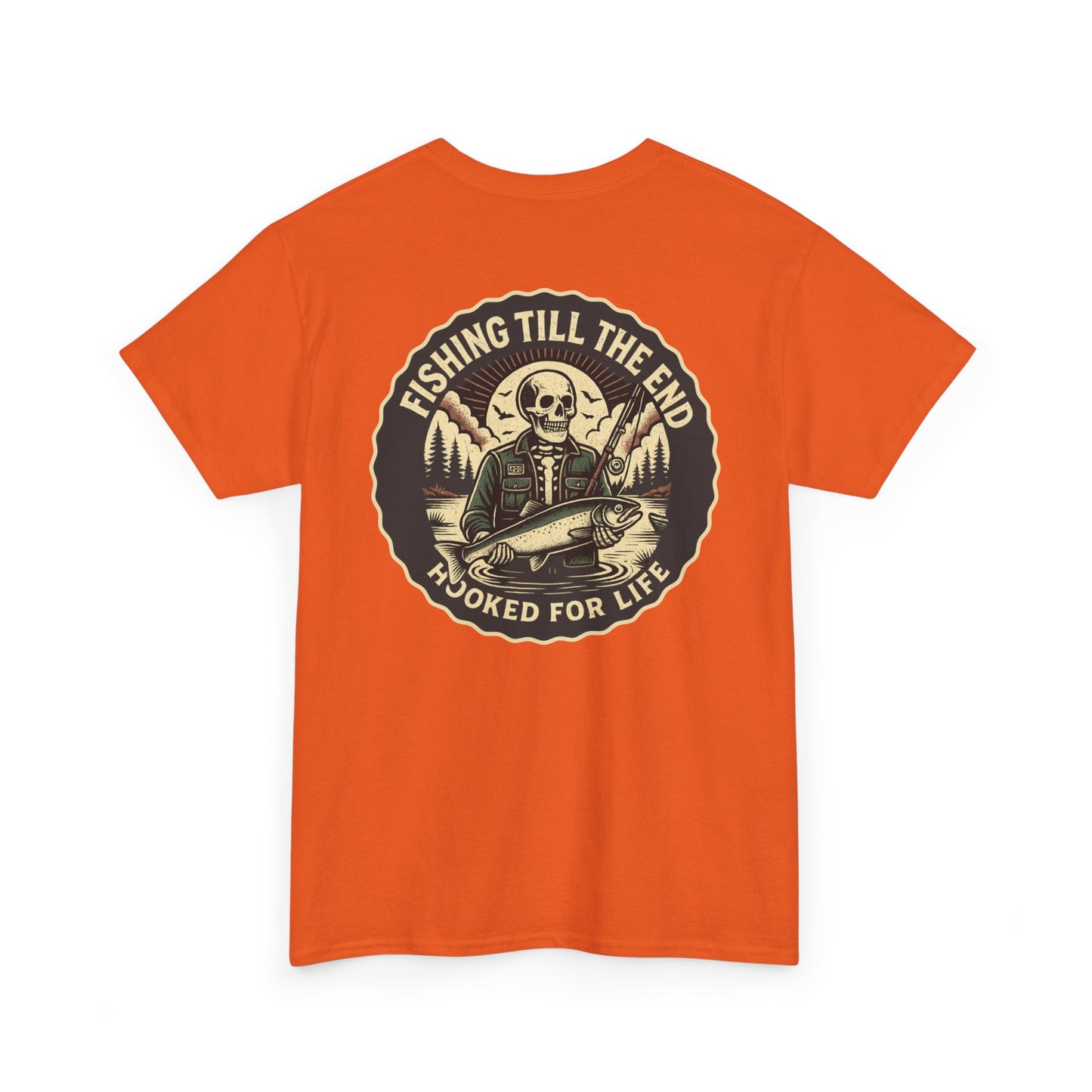 Fishing Till The End - Skull Angler T-Shirt Hooked For Life Tee