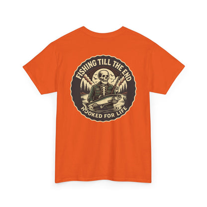 Fishing Till The End - Skull Angler T-Shirt Hooked For Life Tee