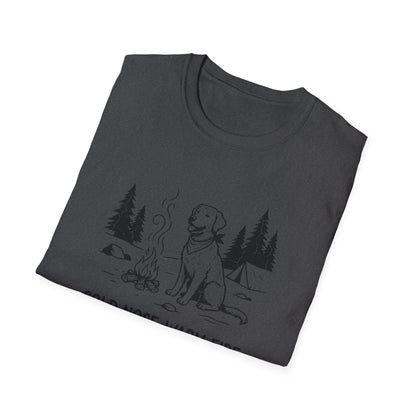 Camping Dog T-Shirt — "Cold Nose, Warm Fire, Good Dog" Graphic Tee