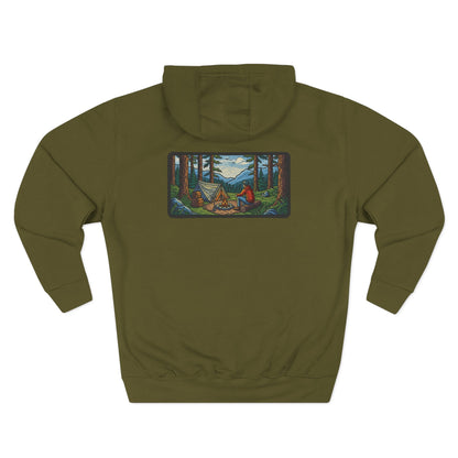 Camping Hoodie – Retro Forest Campfire Graphic Sweatshirt