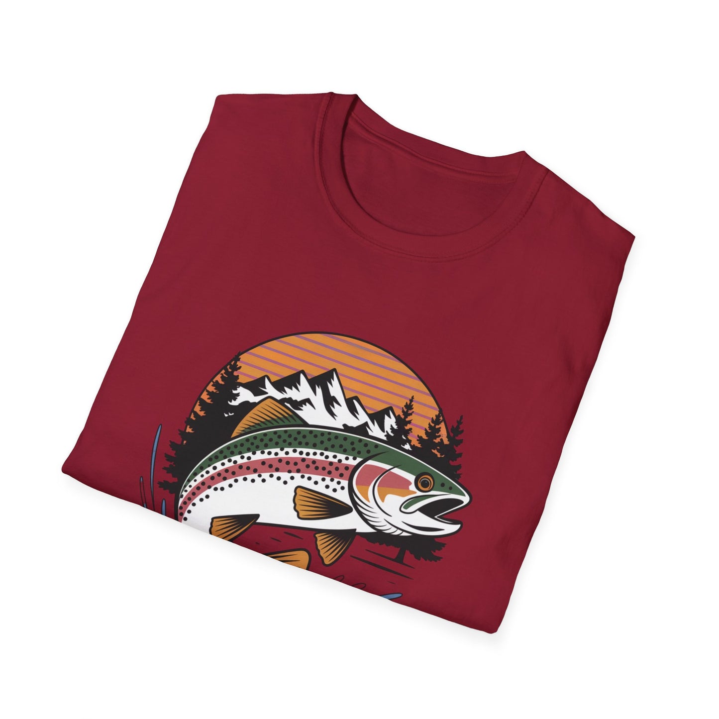 Trout Fishing Shirt for Men | Mountain Sunset Outdoor Graphic Tee