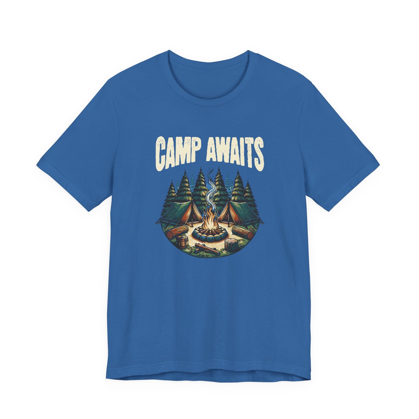 Camp Awaits Adventure Tee - Unisex Camping T-Shirt Outdoor Enthusiast