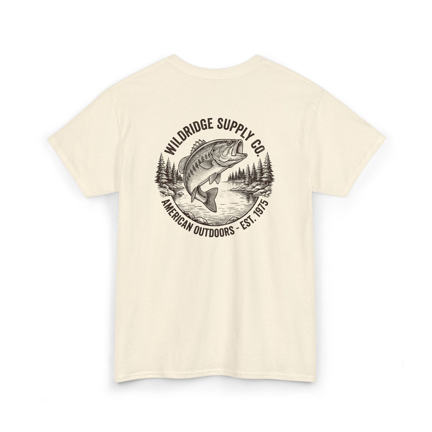 natural bass fishing shirt back view with bass graphic