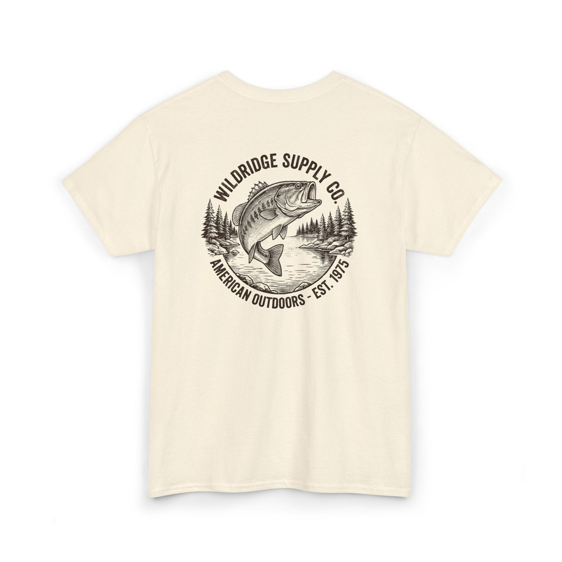 natural bass fishing shirt back view with bass graphic