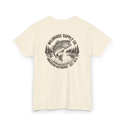 natural bass fishing shirt back view with bass graphic