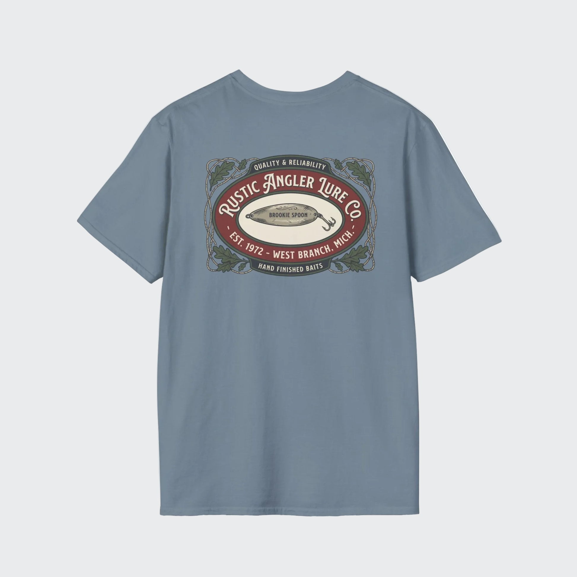 Rustic Angler lure graphic tee lifestyle back view