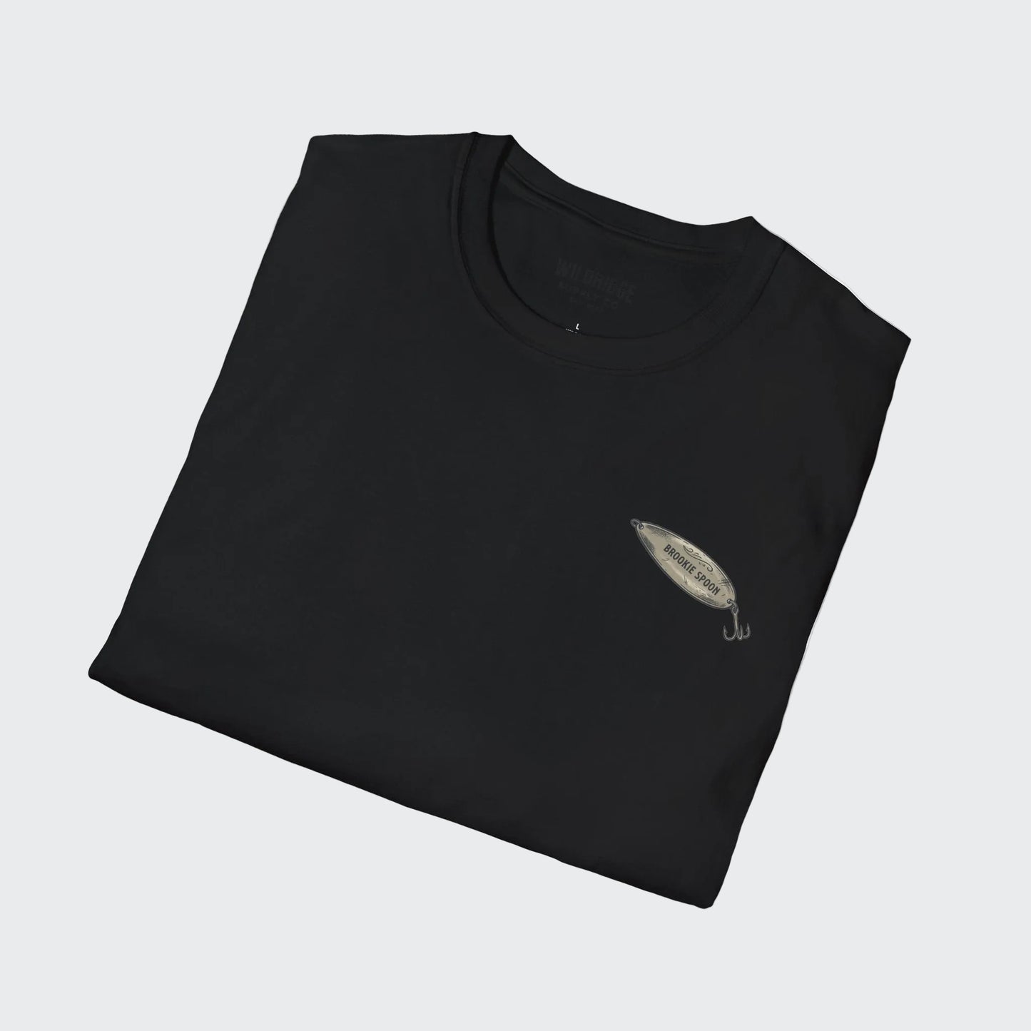 Rustic Angler trout tee flat lay front view