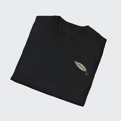 Rustic Angler trout tee flat lay front view