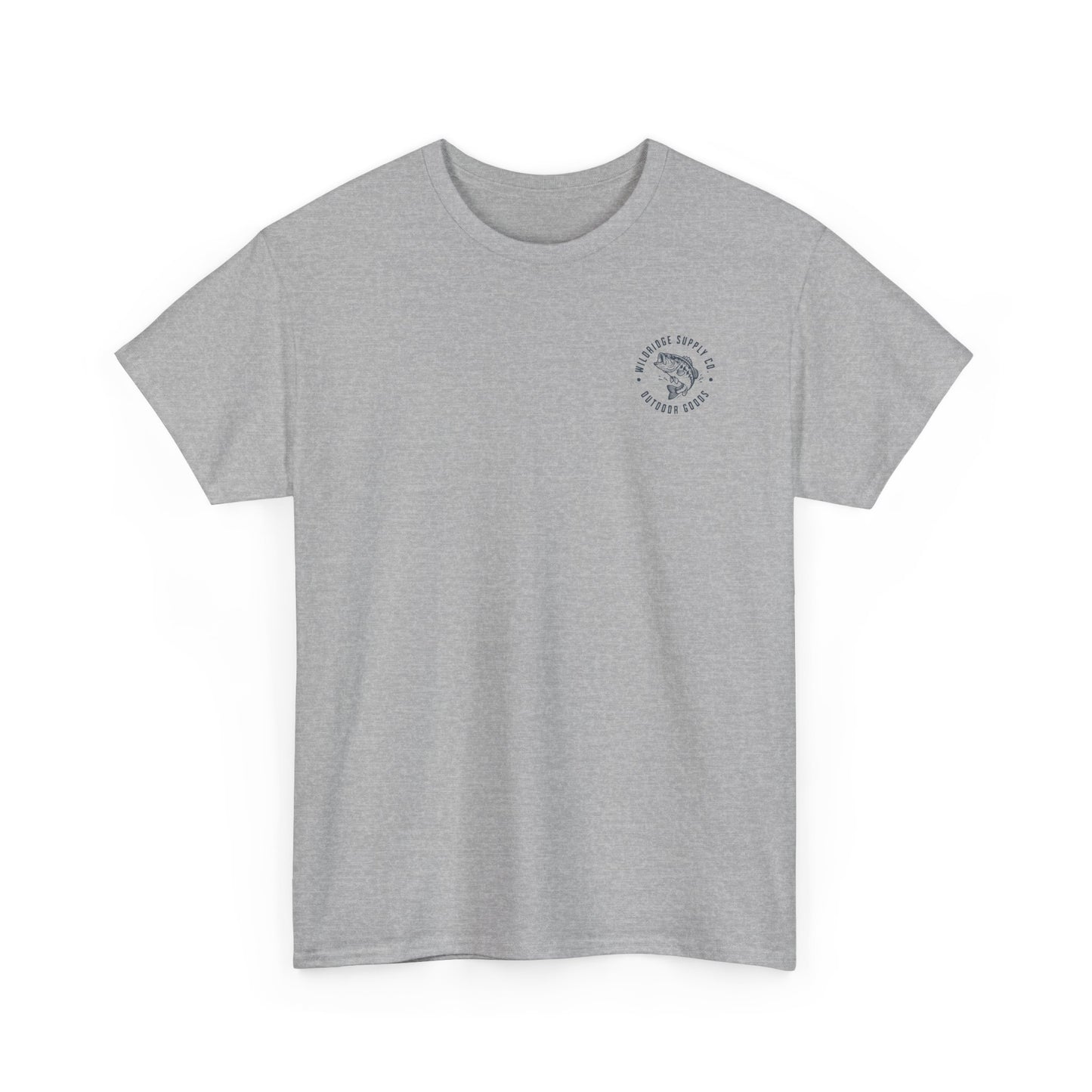 sport grey bass fishing shirt front logo view