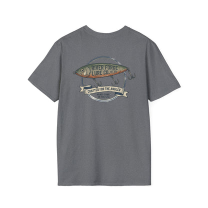 Vintage trout fishing t-shirt in graphite heather with back graphic