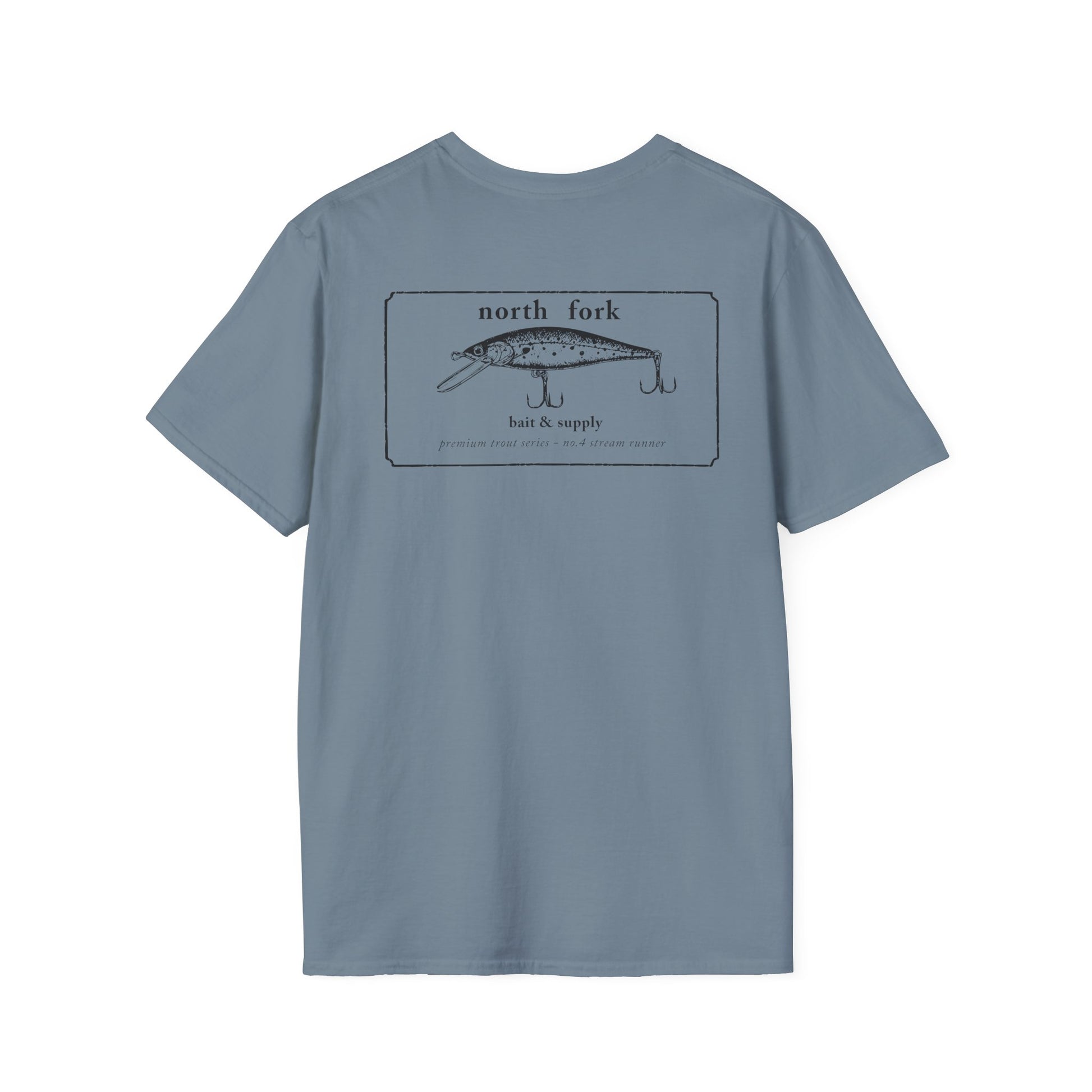 fishing shirt with small North Fork logo on front chest