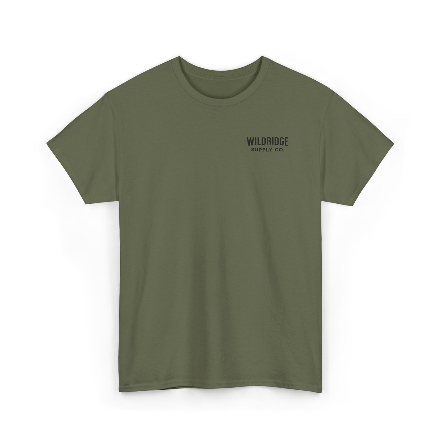 military green bass fishing shirt front logo view