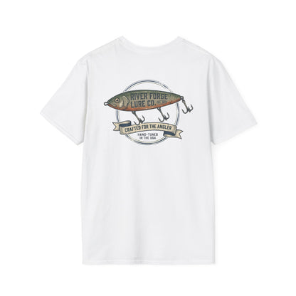 River Forest Lure Co trout tee flat lay back view