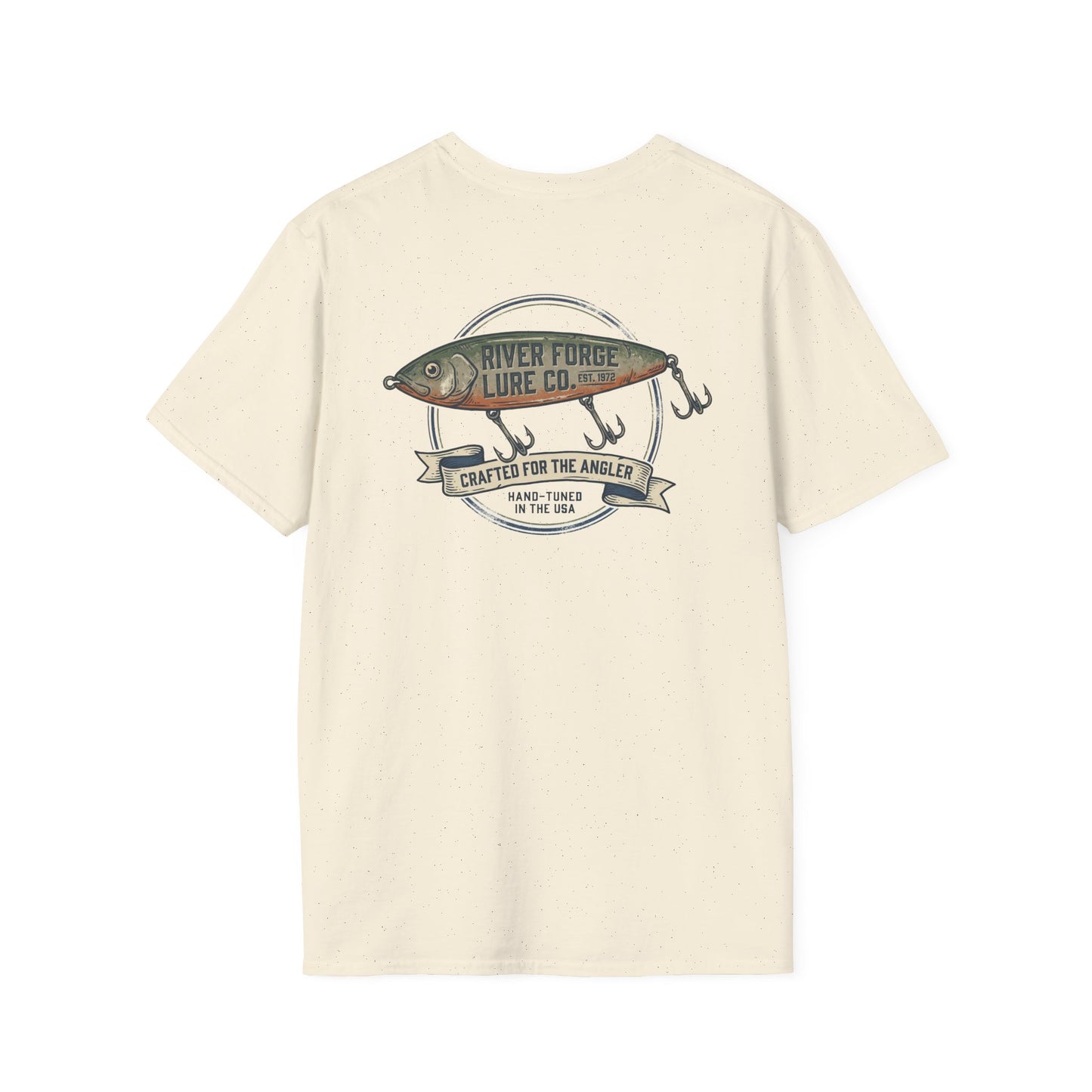 Vintage trout fishing t-shirt in natural with back graphic