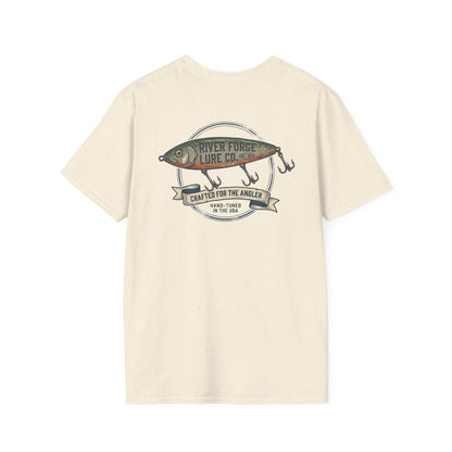 Vintage trout fishing t-shirt in natural with back graphic