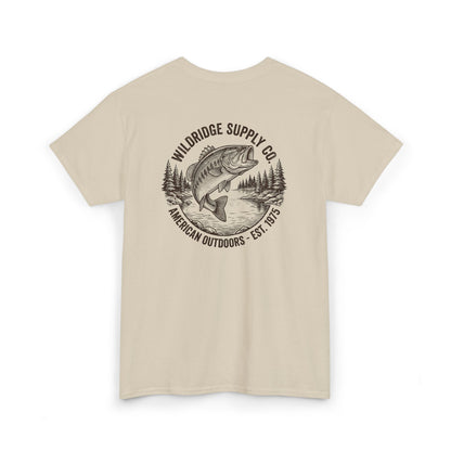 sand bass fishing shirt back graphic close-up