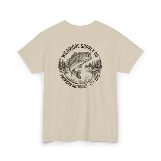 sand bass fishing shirt back graphic close-up