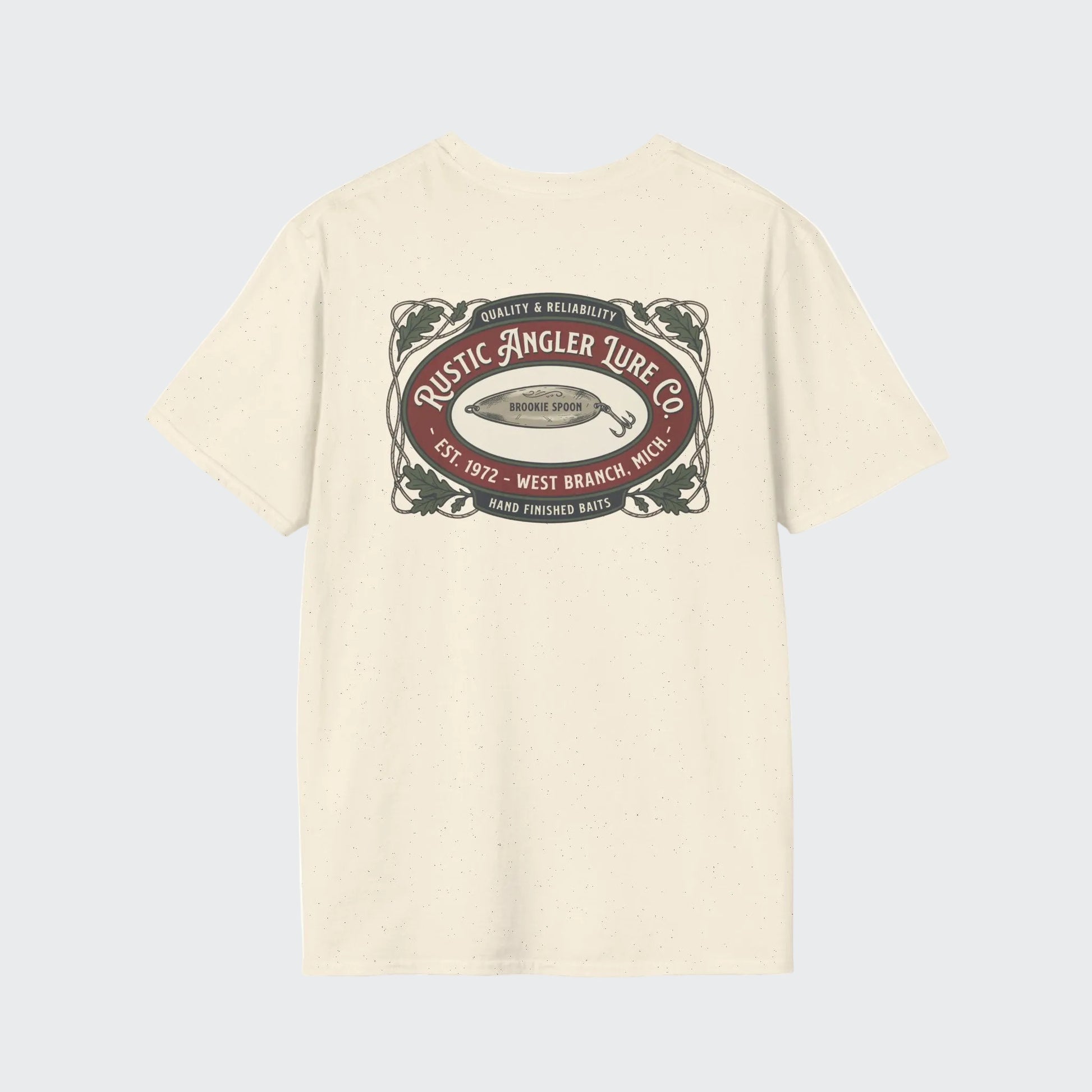 Rustic Angler trout shirt mockup in natural