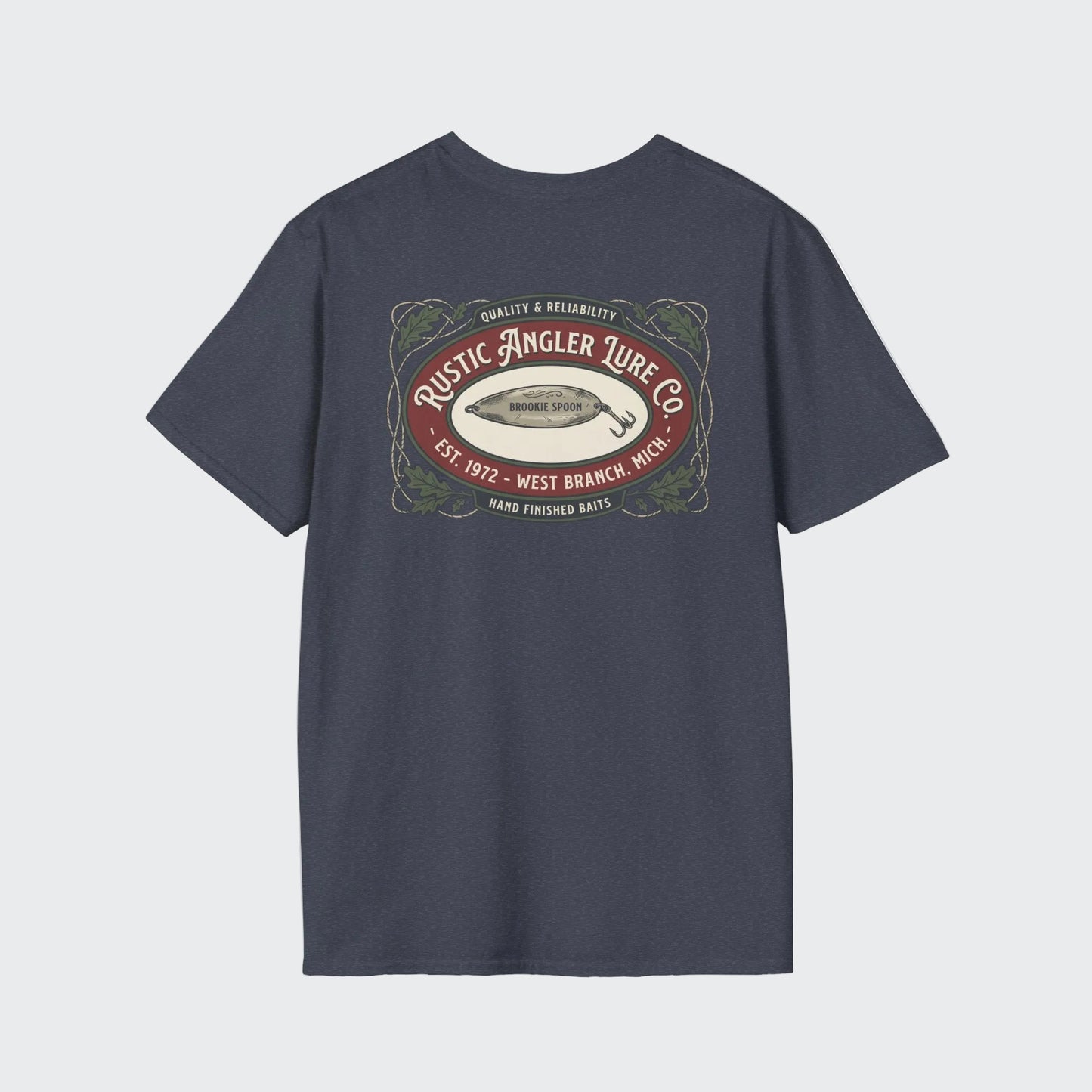 Vintage trout fishing t-shirt in black with back graphic