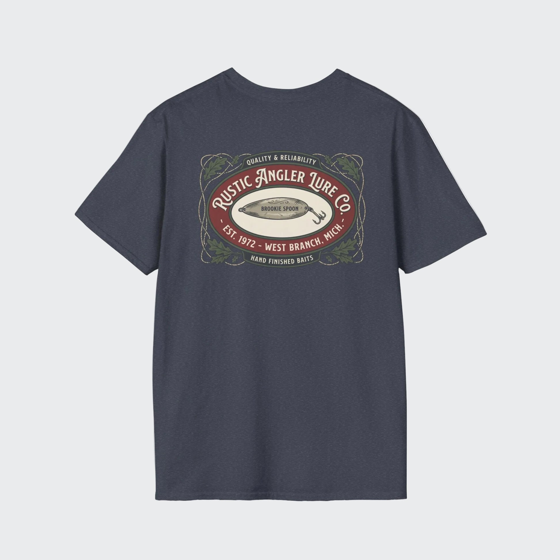 Vintage trout fishing t-shirt in black with back graphic