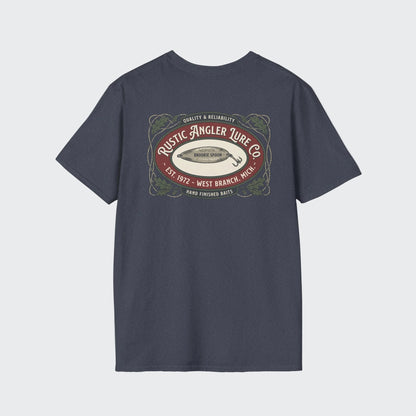 Vintage trout fishing t-shirt in black with back graphic